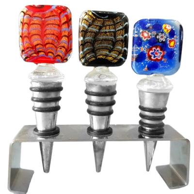 China Handmade decorative colorful murano wine bottle glass stopper for sale