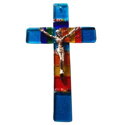 China Europe Murano Jesus Glass Religious Crucifix For Decoration for sale