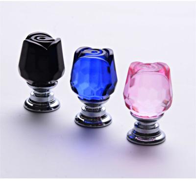 China Modern Glass Crystal Rose Knob For Drawer Cabinet for sale