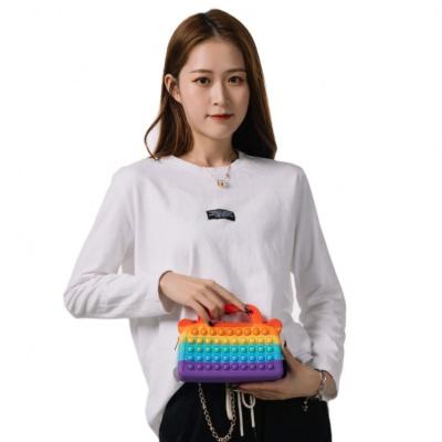 China 2021 Latest Design Fashion Ladies Chain Cross - Body Toss Chain Silicone Cute Pop It Purse And Handbag for sale