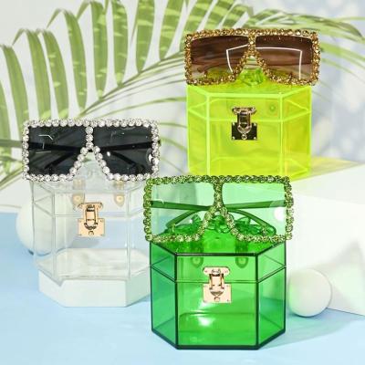 China Fashion 2021 summer ladies PVC purse glasses and acrylic sets 2021 purse and glass purse set for sale