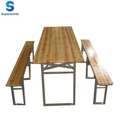 China Garden Beer Table Set / Wooden Folding Beer Table and Benches for sale