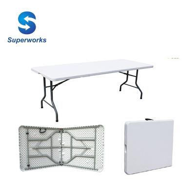 China Lightweight Beer Garden Design Rattan Plastic Foldable Table, 6FT Outdoor Picnic HDPE Folding Table for sale