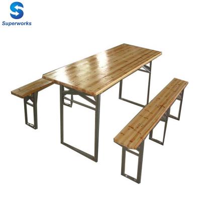 China Handmade solid beer wood wooden table and chair sets, dining table and chair set for sale