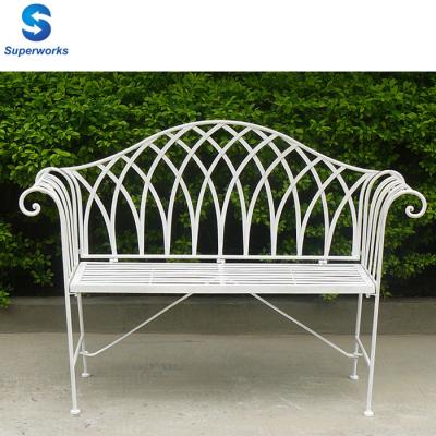 China Outdoor Rustic Folding Garden Chair 2 Seat Wrought Iron Bench for sale