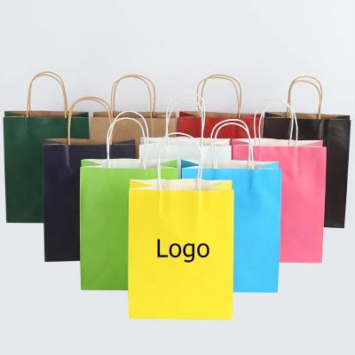 China Recyclable Colorful Recyclable Kraft Paper Bag Shopping Bag Gift Bag With Handles for sale