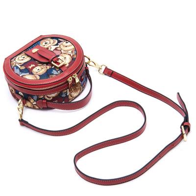 China Wholesale high quality round handbag ladies round shoulder bag cartoon bear lock strap colorful metal fashion factory purses for sale