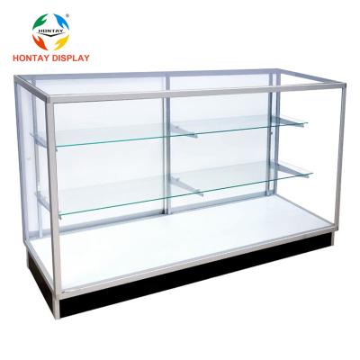 China High Quality Aluminum+Tempered Glass+UV Baseplate Smoke Shop Display Case With LED Light Lockable Vape Display Cabinet for sale