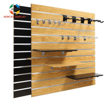 China High Quality Aluminum+MDF Baseplate Slot MDF Board Wall Decorate Metal Hanging Slatwall Slat Wall Panel for sale