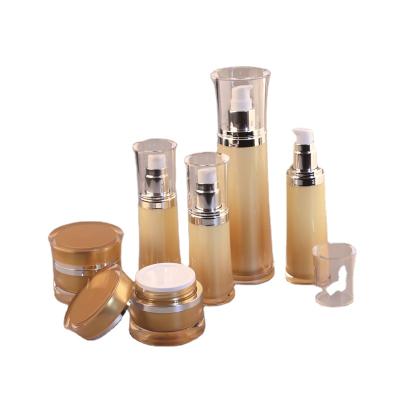 China Non Spill 30ml 50ml Luxury Empty Cosmetic Plastic Acrylic Pump Lotion Bottle With Double Tube Luxury Vacuum for sale