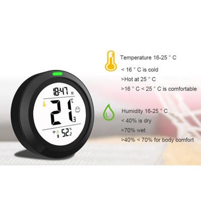 China Tuya Smart Alarm Clock Desktop Temperature Humidity Wifi Air Quality Monitor For School Kindergarten for sale