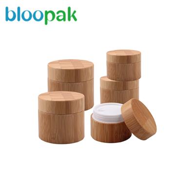 China Hot Sale Personal Care Wooden Clear Glass Lid Cosmetic Bamboo Jar, Cosmetic Jar for sale