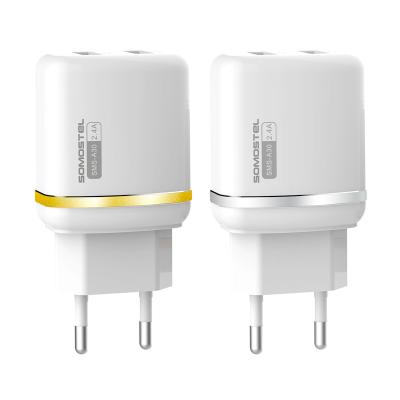 China SOMOSTEL-A30 USB Mobile Phone Wall Charger 18W/2.4A 2 Multiple USB Ports Travel Power Adapter Mobile Phone Charger with US&EU Plug for sale