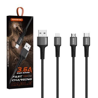 China NEW Design Mobile Phone Somostel-BW06 2021 Mini USB Cable 3.6A Fast Charging Charger and Transmission Cable Accesorios Para celuares for sale