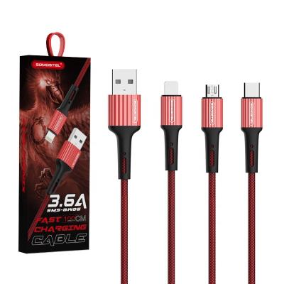 China Super Fast Mobile Phone USB Type C Cable Fast Fast Charging USB-C 3.6A Mobile Phone Charging Data Cable For Iphone for sale