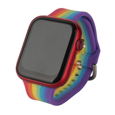 China Silicone Rainbow Watch Band Silicone Strap For Stainless Smartwatch Reloj De Silicona y Correa Intercambiable Acero For Apple Watch for sale