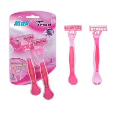 China LA6150 FOUR BLADE Four Blades Disposable Razor With Extra Long Handle for sale