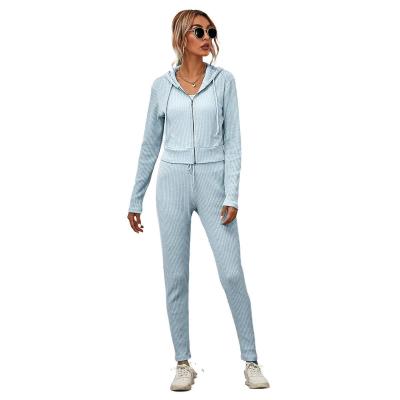 China Long Lasting Women Long Sleeve Lasting Apparel Tracksuit Joggers Two Piece Set Suits Set Zipper Hoodie Cuffs for sale