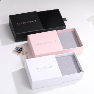 China Unique Luxury Custom Logo Flip Cardboard Paper Gift Rigid Jewelry Box With Ribbon Jewelry Box Packaging for sale