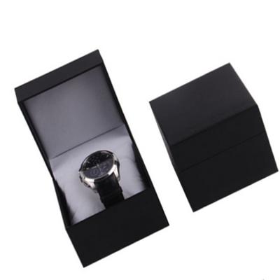 China Handmade Custom Rigid Cardboard Watch Paper Box Black Magnetic Paper Box for sale