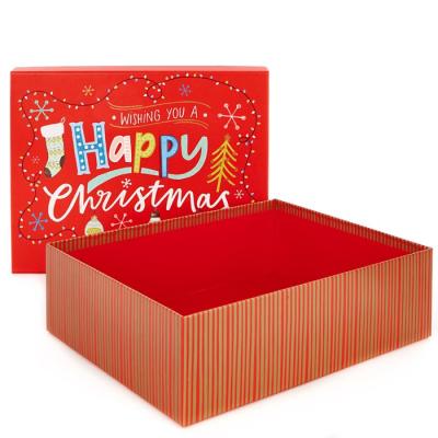 China Large Cardboard Christmas Packaging Box Hat Handmade Deep Paper Christmas Gift Box With Lids for sale