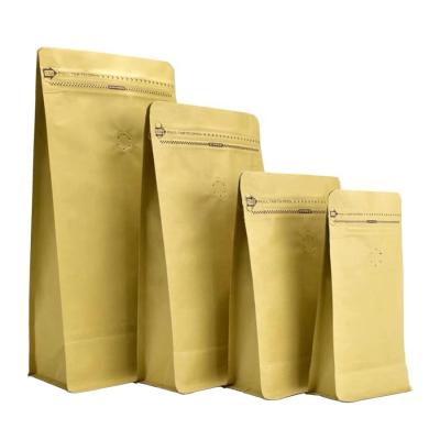 China 250g 1/2 Pound Kraft Paper Moisture Proof Coffee Bags With Degassing Valve for sale