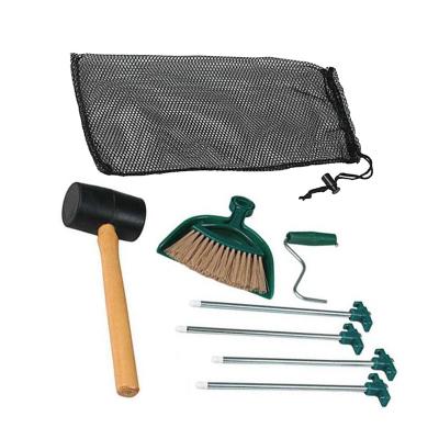 China Easy to use hot sale 4 stake tent set camping tent kit, puller, rubber mallet, nesting brush with dust pan for sale