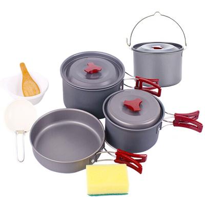 China Camping Mess Kit Camping Pot Set of 20 Pieces Portable Aluminum Camping Cookware for sale