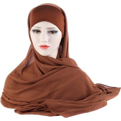 China New Women Chiffon 175*70cm Bandage Chiffon Convenient Shawl Hijabs Long Chiffon Head Wrap Headscarf Rope Muslim Islamic Style for sale