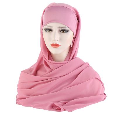 China New Women Chiffon 175*70cm Bandage Chiffon Convenient Shawl Hijabs Long Chiffon Head Wrap Headscarf Rope Muslim Islamic Style for sale