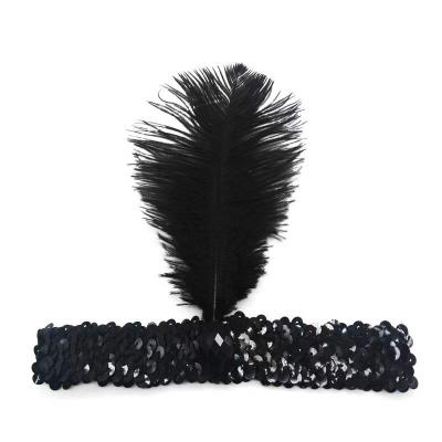 China 1920s ecoparty big flapper headband feather carnival women headpiece vintage gatsby hair accessories for sale