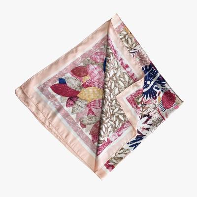 China Outdoor Activities High Quality Satin Silk Shawl 90x90 Fashion Digital Printing Soft Feeling Big Silk Scarf for sale