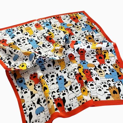 China 55*55cm Square Scarves Wholesale China Pet Accessories Animal Printed Silk Scarf For Summer for sale