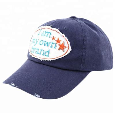 China 100% Cotton Twill Dongguan Low Profile Factory Customized Fashion Wash Simple Dad Hats With Embroidery Patch Baseball Cap for sale