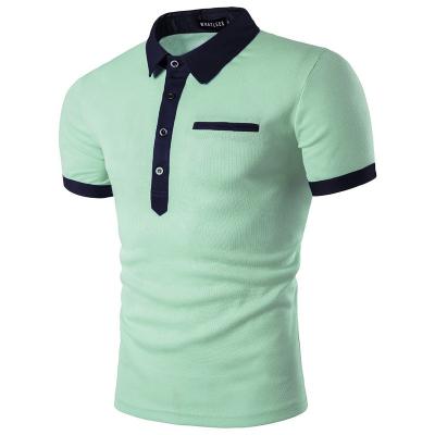 China Mens Anti Shrink Contrast Two Tone Casual Polo Shirts Plus Size Short Sleeve T-Shirt for sale