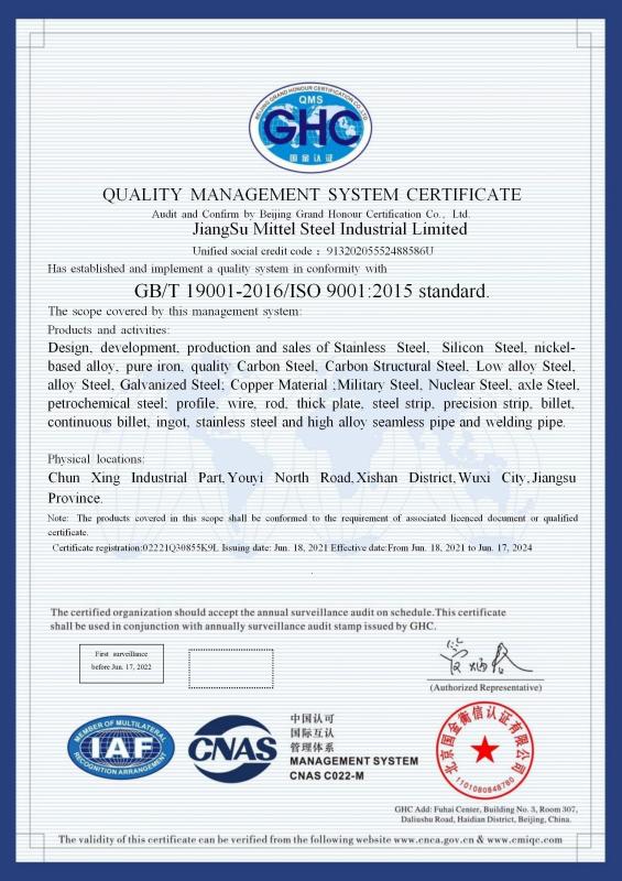  - JIANGSU MITTEL STEEL INDUSTRIAL LIMITED