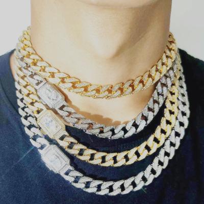 China Hiphop Fashion Chains Necklace 12mm Rap Hip Hop Gold Cuban Chain Chain For Men Women Jewelry Factory for sale