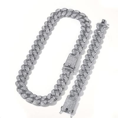 China New Mens Lead Free Nickel Free 18k Crystal Rhinestone Hip Hop Gold Plated Iced Out Fashion Miami Cuban Link Chain Necklaces for sale