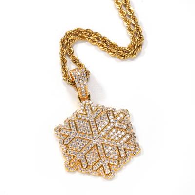 China Hiphop Hiphop Snowflake Pendant Necklace New Style Iced Out AAA Cubic Zirconia Necklace Copper Fashion Jewelry for sale