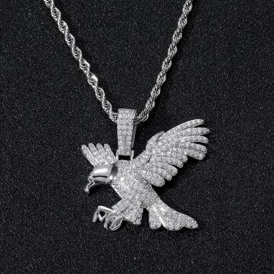 China Hiphop N0385 New Bling bling CZ Jewelry Eagle Pendant Iced Out Hip Hop Cubic Zircon Jewelry Pending Necklace for sale