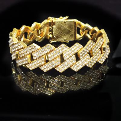 China Hip Hop Hip Hop Rhinestones Iced Out Fork Bracelets Jewelry For Men's Cuban Link Bracelet for sale