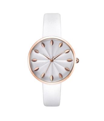 China Classic Casual Women's Non-Specific White Thin Leather Watch Rose Gold Color Alloy Case Dress Wrist Watch for sale