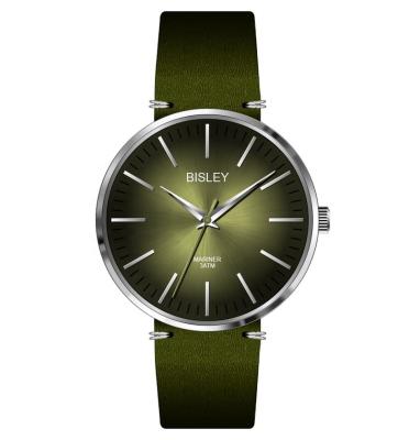 China Non-Specific Custom Made OEM Logo Men's Quartz Watch Army Green Color Popular Male Leather Band Watch Relojes for sale