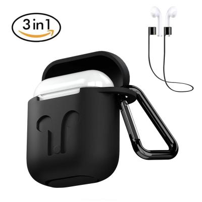 China Shockproof 3 in 1 Protective Silicone Cover for Apple Airpod Case with Carabiner for sale