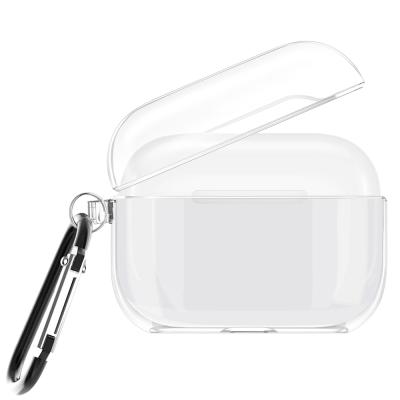 China Anti-scratched full cover for Airpod pro case, Liquid silicone clear protective case for Airpods pro 2019 with Carabiner wihitop for sale