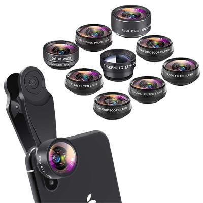 China 10 in 1 Phone Camera Lens Kit 10 in 1 Cell Phone Camera Lens with Fisheye Lens Kaleidoscope Lens Kit for sale