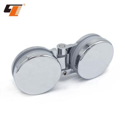 China Cheap zinc alloy bathroom factory price double shower room glass to glass flange connector glass fitting for sale