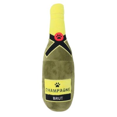 China Factory Price Sustainable Durable Wine Bottle Train Accessories Plush Morale Vocal Pet Toy For Dog And Cat for sale