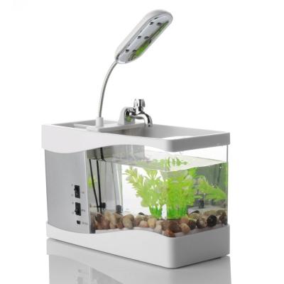 China Viable Hot Sale 3 in 1 Mini Fish Tank With LED Glass Light and Electronic Timing Aquarium Accessories for sale