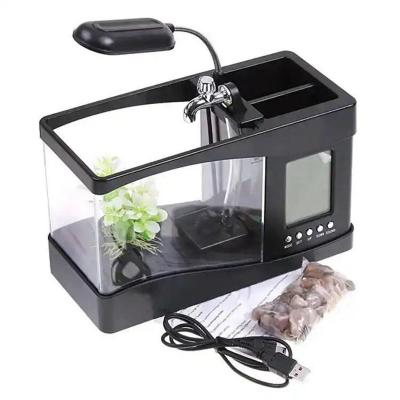 China Mini Viable LCD Display Desktop Fish Tank With LED Lamp Light Coil Fish Tank Fish Tank Products for sale